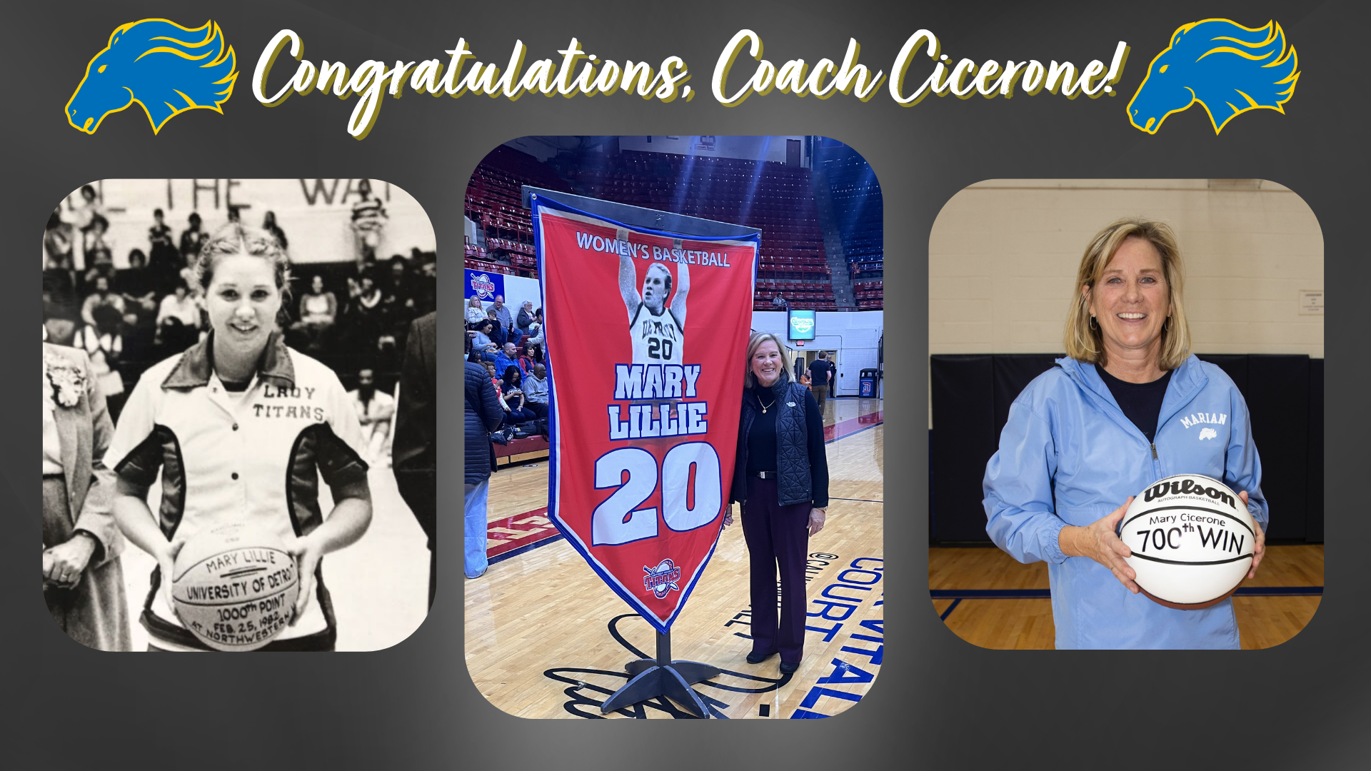 University of Detroit Mercy Retires Legendary Marian Basketball Coach, Mary Cicerone's, Jersey