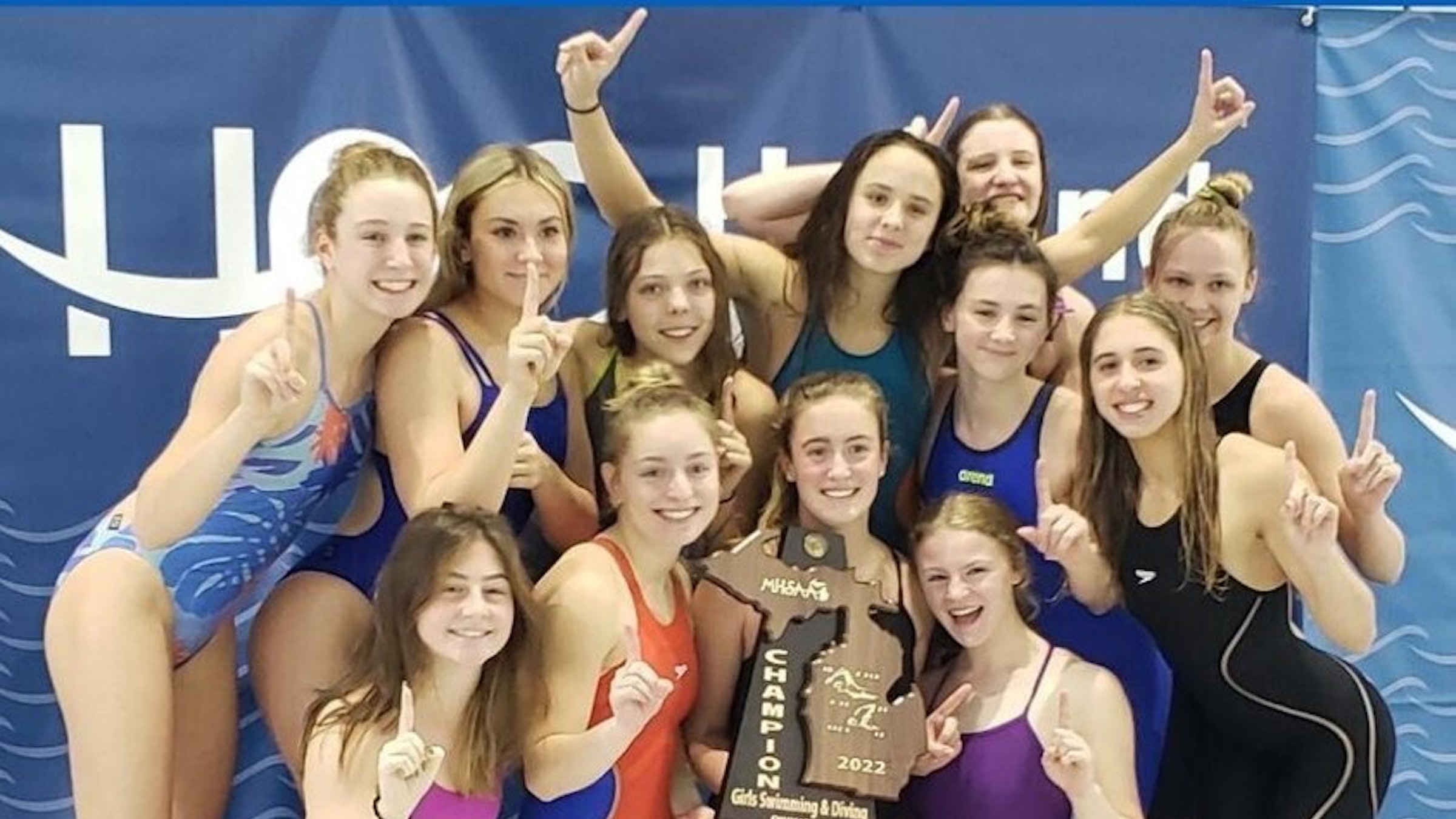Bloomfield Hills Marian won its fourth swimming and diving state championship, scoring 245 points at the Division 3 state finals in Holland. (Photo courtesy of Michigan High School Athletic Association)